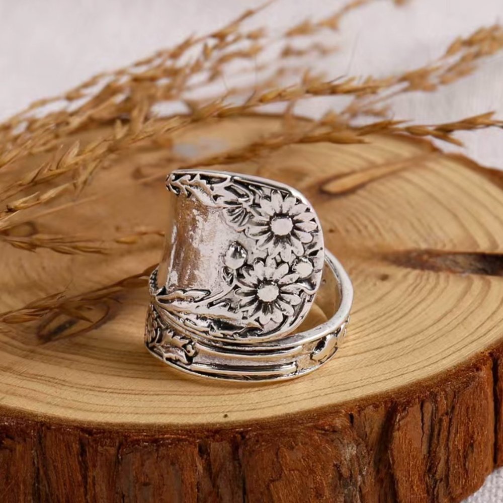 Boho Daisy or Sunflower Spoon Ring #760 - Picture 7 of 10